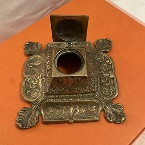 Vintage Cast Brass Ink Well 1800’s